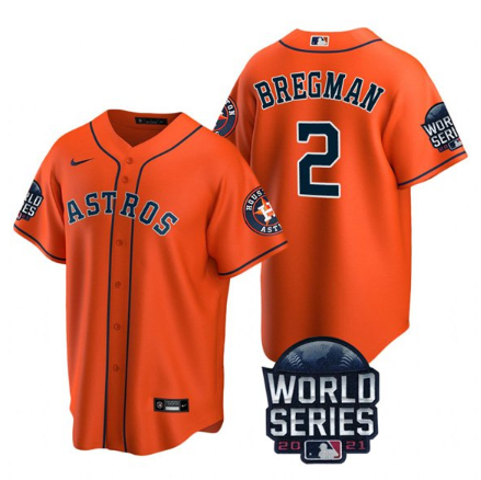 Men's Orange Houston Astros #2 Alex Bregman 2021 World Series Cool Base Stitched Baseball Jersey